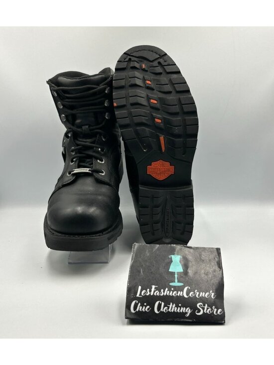 Harley-Davidson Mens Black Leather Lace-Up Logo Accent Riding Boots Sz 13M 3357 main image 8